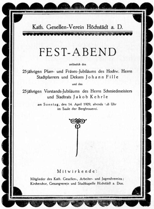 Einladung zum Festabend am 14.04.1929 Einladung zum Festabend am 14.04.1929